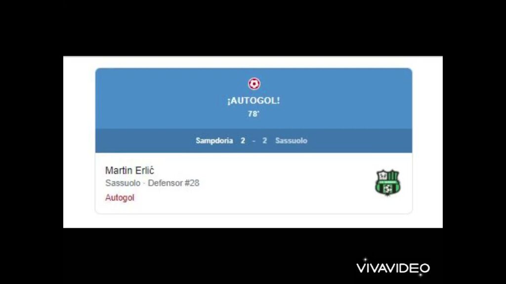Autogol de Martín Erlić  Sampdoria 2-2 Sassuolo