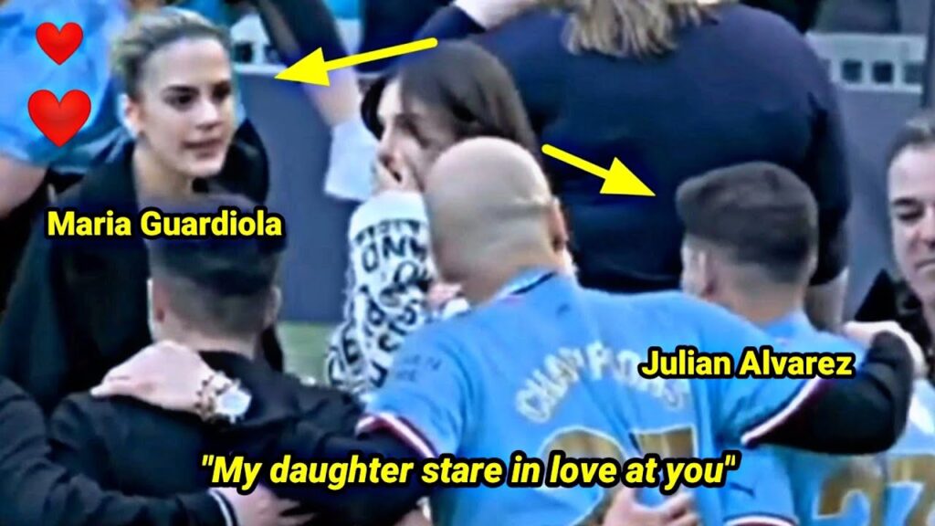 Pep Guardiola's daughter's reaction when caught staring at Julian Alvarez