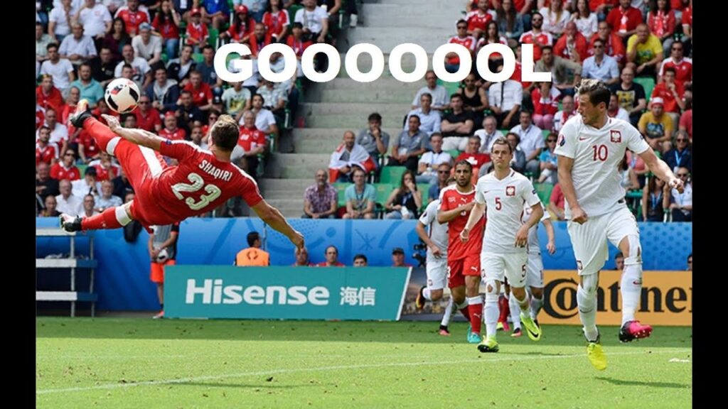 Gol Shaqiriego w meczu Polska - Szwajcaria 1:1 strzelony przez Xherdan Shaqiri