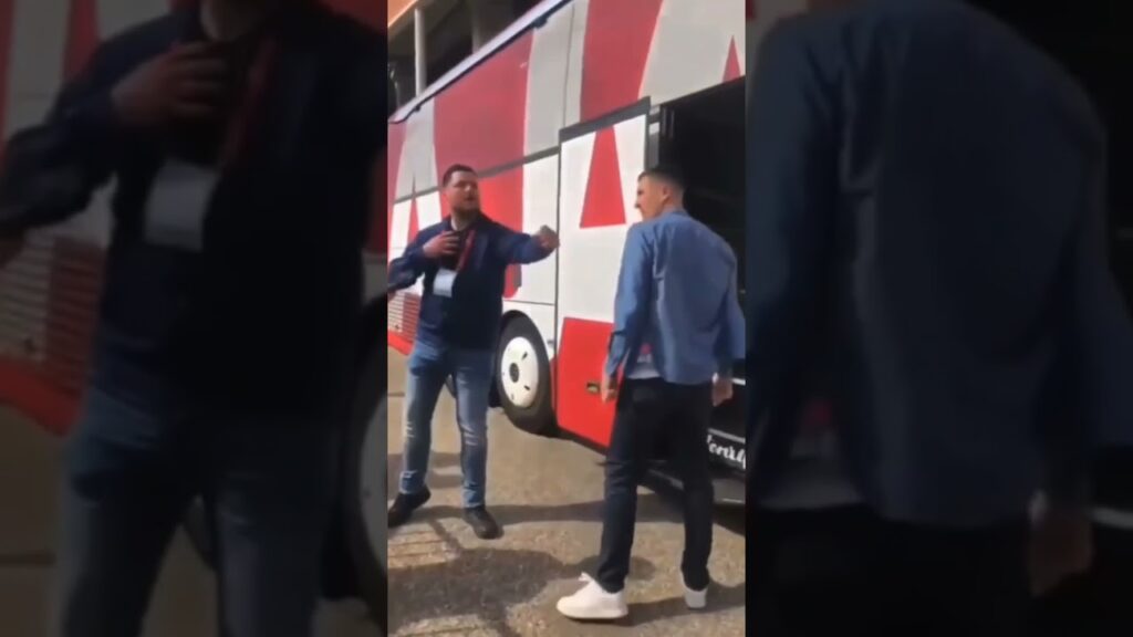Ajax player Steven Berghuis punching a FC Twente fan