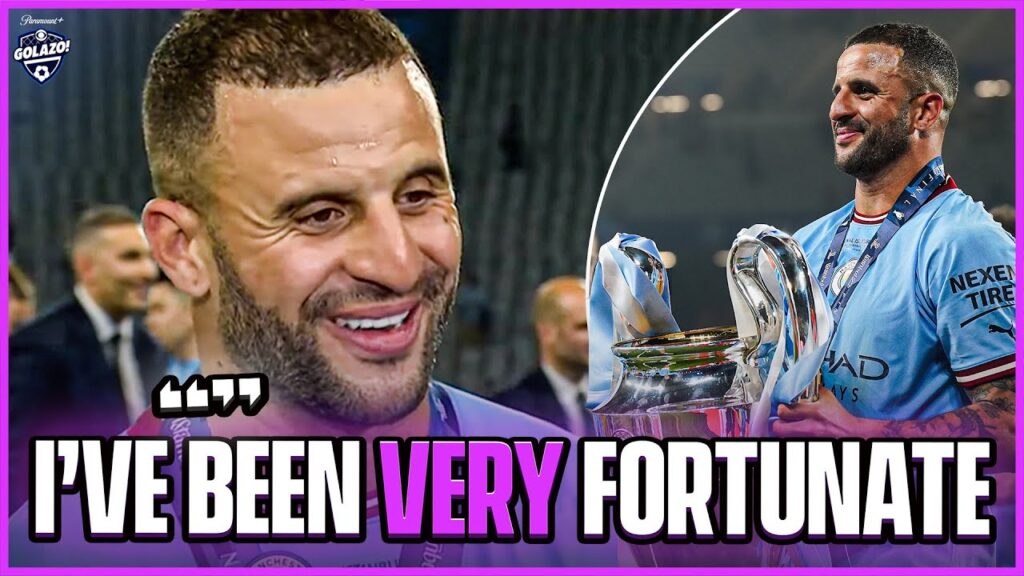 Kyle Walker reacts to becoming a TREBLE winner with Man City! 🏆🏆🏆