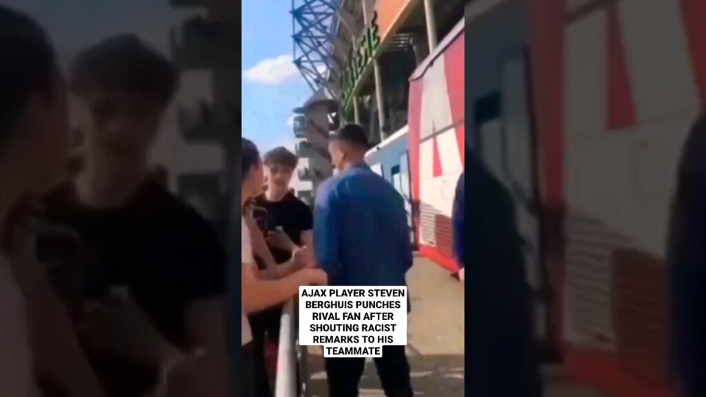 AJAX PLAYER😡 STEVEN BERGHUIS PUNCHES RIVAL FAN AFTER SHOUTING RACIST REMARKS TO HIS Teammate #shorts