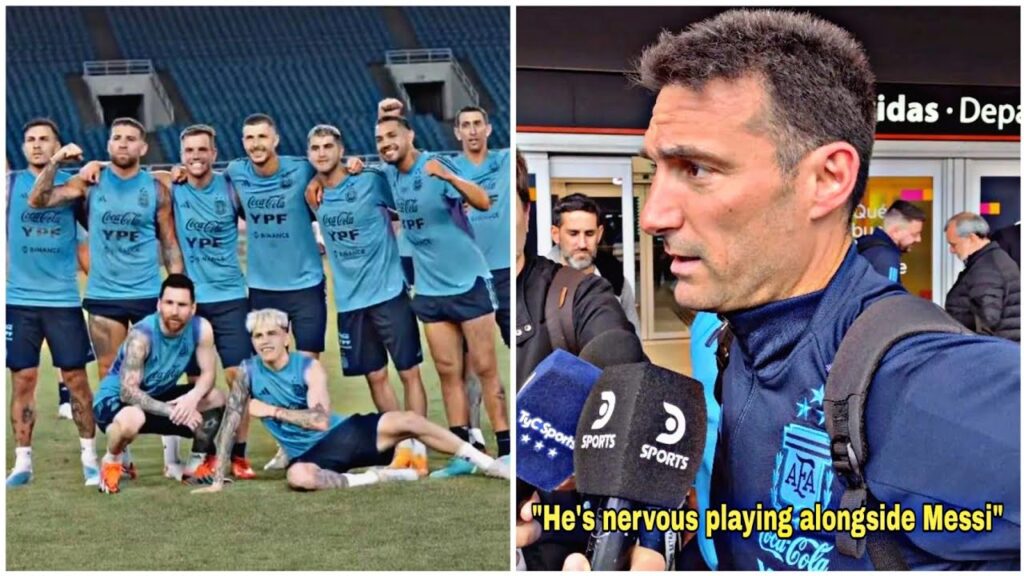 Lionel Scaloni's reaction when Alejandro Garnacho was nervous playing with Lionel Messi