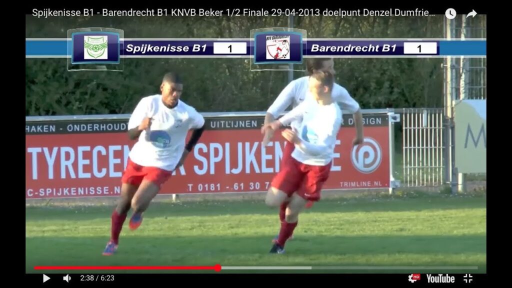 Spijkenisse B1 - Barendrecht B1 KNVB Beker 1/2 Finale 29-04-2013 doelpunt Denzel Dumfries (3)