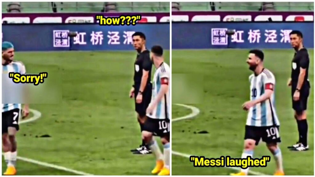 Lionel Messi's reaction when Rodrigo De Paul and the referee shouted at each other