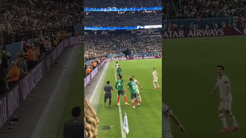 Wow. Look at this clip from Andrew Lopez of Sergino Dest having beer thrown at him 👀🍺