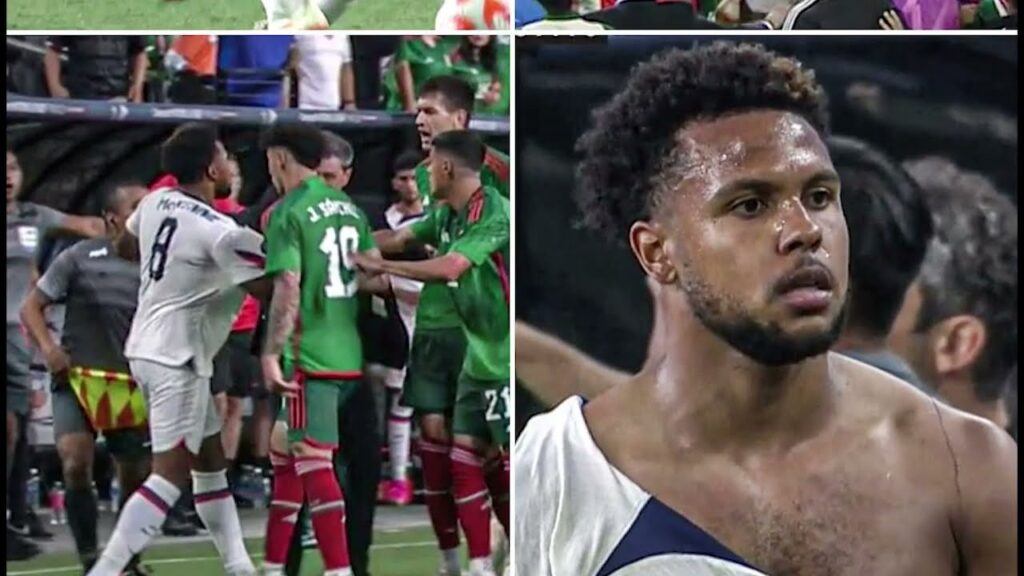 Cesar Montes es expulsado tras patear a Balogun en Mexico vs USA
