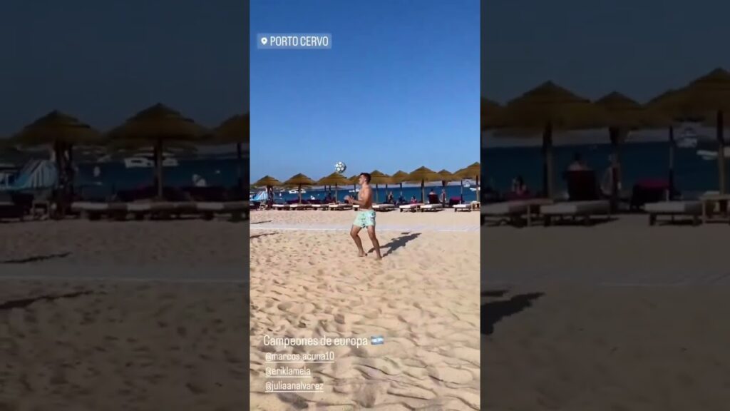 🇦🇷 Julián Álvarez, Marcos Acuña y Erik Lamela.🏆 Los campeones en Europa disfrutan de sus vacaciones.