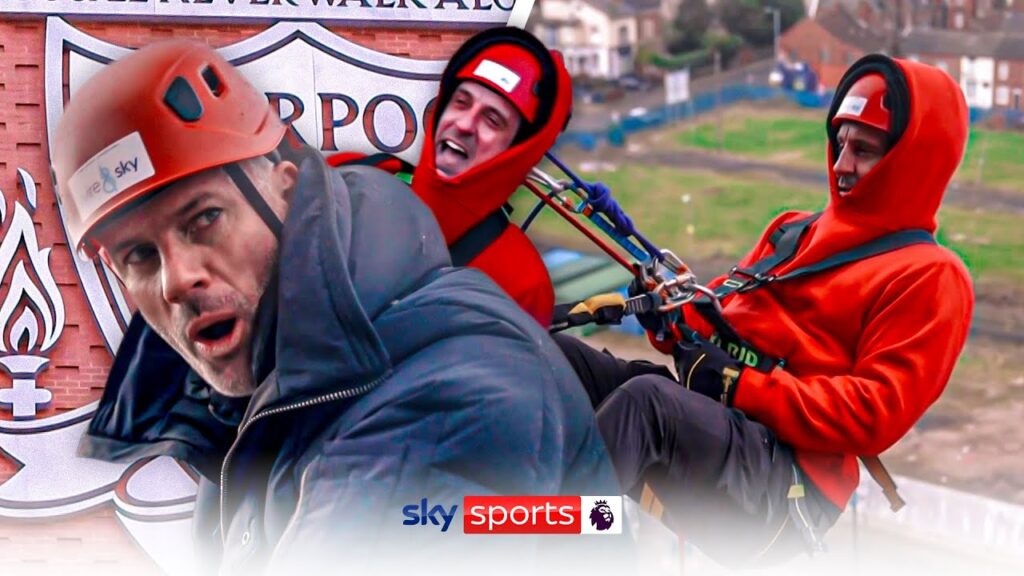 Jamie Carragher and Gary Neville ABSEIL down Anfield!! 😲 | The Overlap ON TOUR!