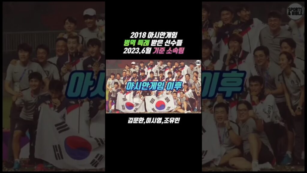 아시안게임 병역 특례 받은 선수들 지금 어디서 뛸까? 23.6월 기준 (2018 아시안게임 김문환,이시영,조유민 )