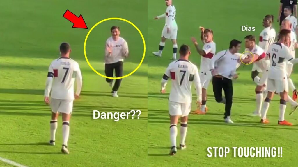 Ruben Dias protects Cristiano Ronaldo from Pitch invader!!🇵🇹💪😎