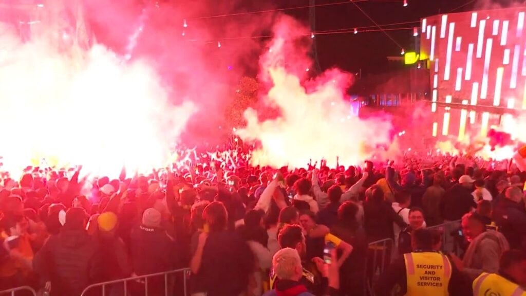 Australia 1-0 Denmark: Fed Square goes wild
