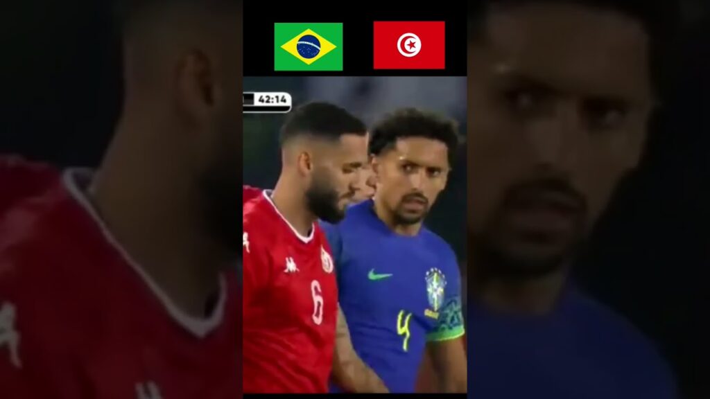 تونس ضد البرازيل لقطة اشتباك نسور قرطاج مع نجوم السامبا 😂