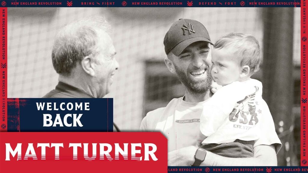 Welcome back! Matt Turner visits Revolution training with his son, Easton
