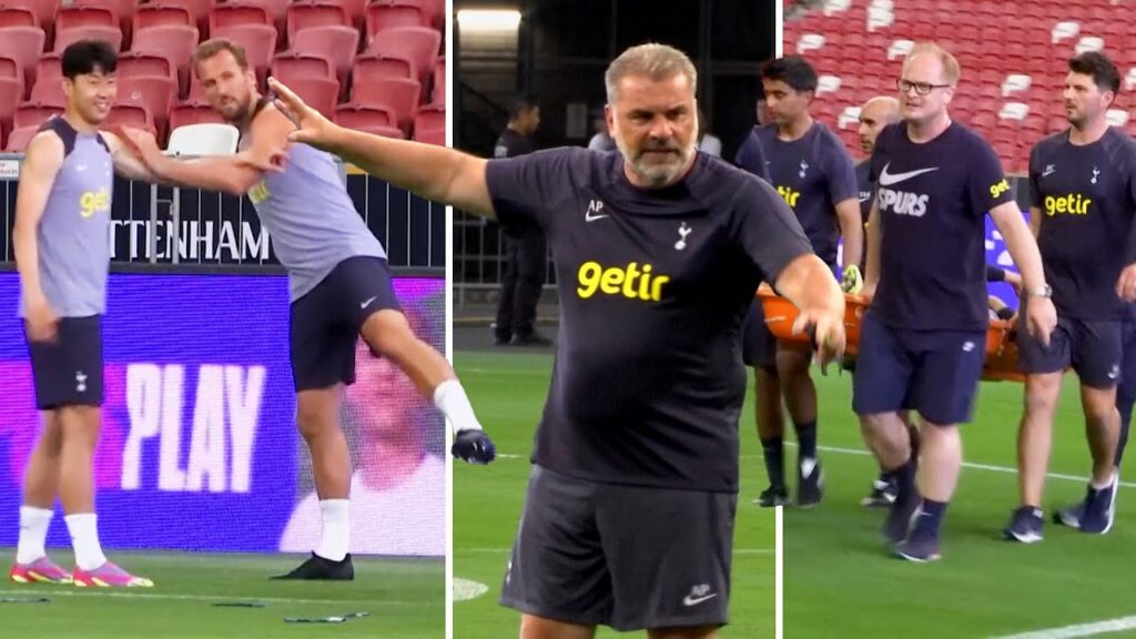 Harry Kane, Son Heung Min and Richarlison train with Tottenham in Singapore | Alfie Whiteman INJURED