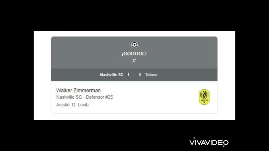 Gol de Walker Zimmerman  Nashville 1-0 Toluca Leagues Cup
