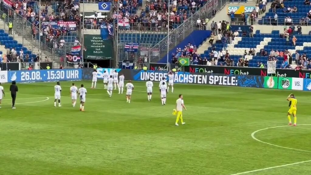 Rangers players salute fans in Hoffenheim after Danilo debut