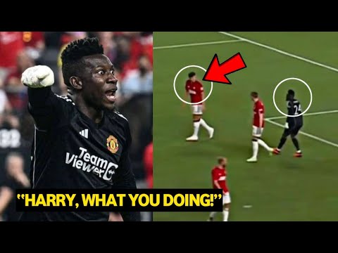Goalkeeper Andre Onana angry vs Harry Maguire mistake