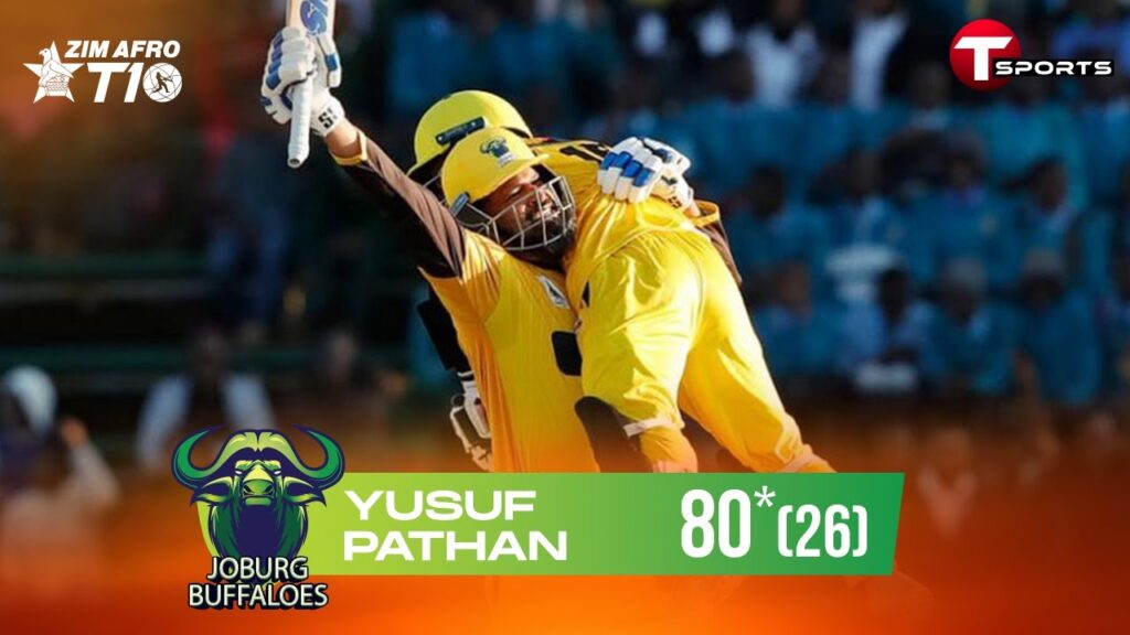 Stunning Batting By Yusuf Pathan 80 runs in Just 26 balls | Zim Afro T10