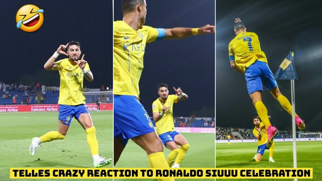 🤣 Alex Telles Crazy Reaction to Cristiano Ronaldo Siuuu Celebration