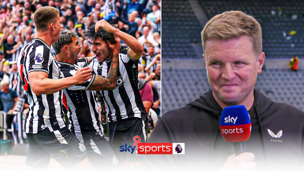 Eddie Howe reacts to Newcastle's 5-1 win over Aston Villa!