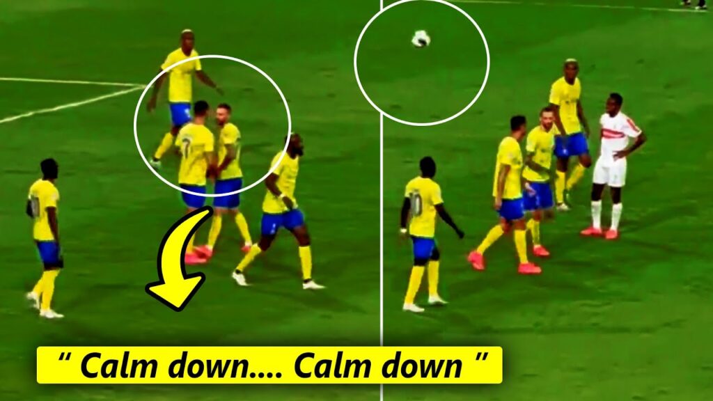 Marcelo Brozovic takes the ball from Cristiano Ronaldo and asked him to calm down