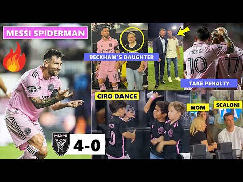 😍Messi, Beckham & Scaloni's Family Crazy Reaction to Messi's Spiderman Performance vs Charlotte!