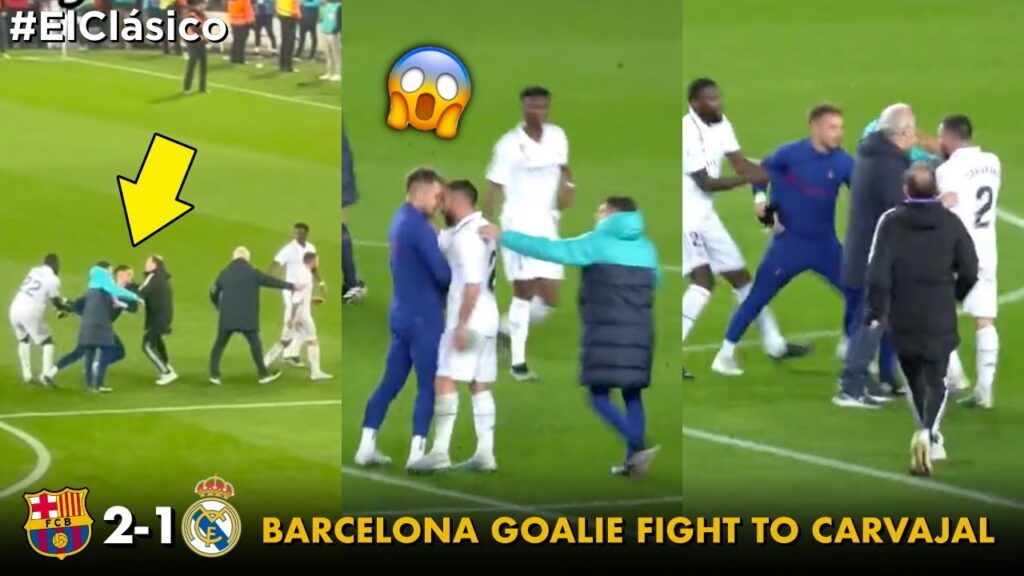😱 Barcelona's Third Goalie Tenas Attempted to Attack Carvajal in El Clasico