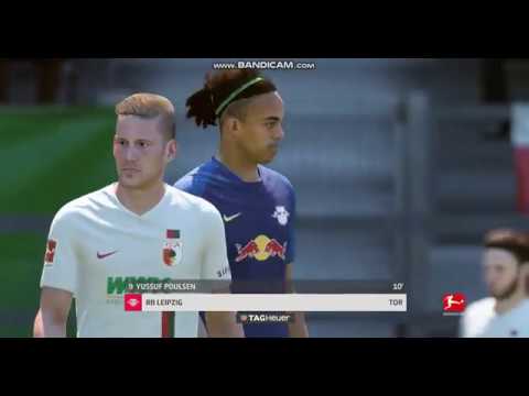 YUSSUF POULSEN GOAL RB LEIPZIG VS FC AUGSBURG BUNDESLIGA FIFA 19