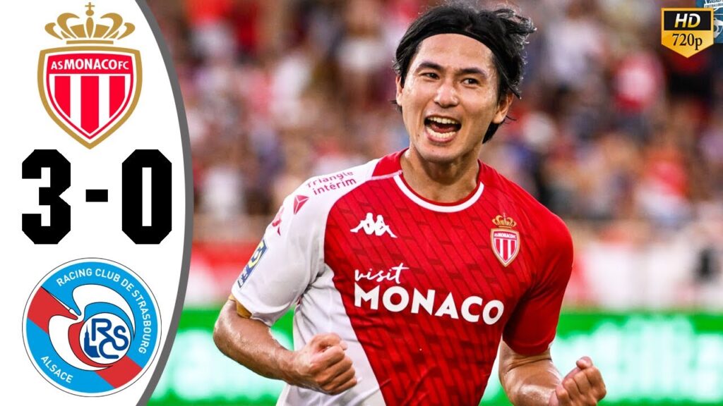 Monaco vs Strasbourg 3-0 - Highlights & All Goals 2023 🔥 Takumi Minamino 2 GOAL