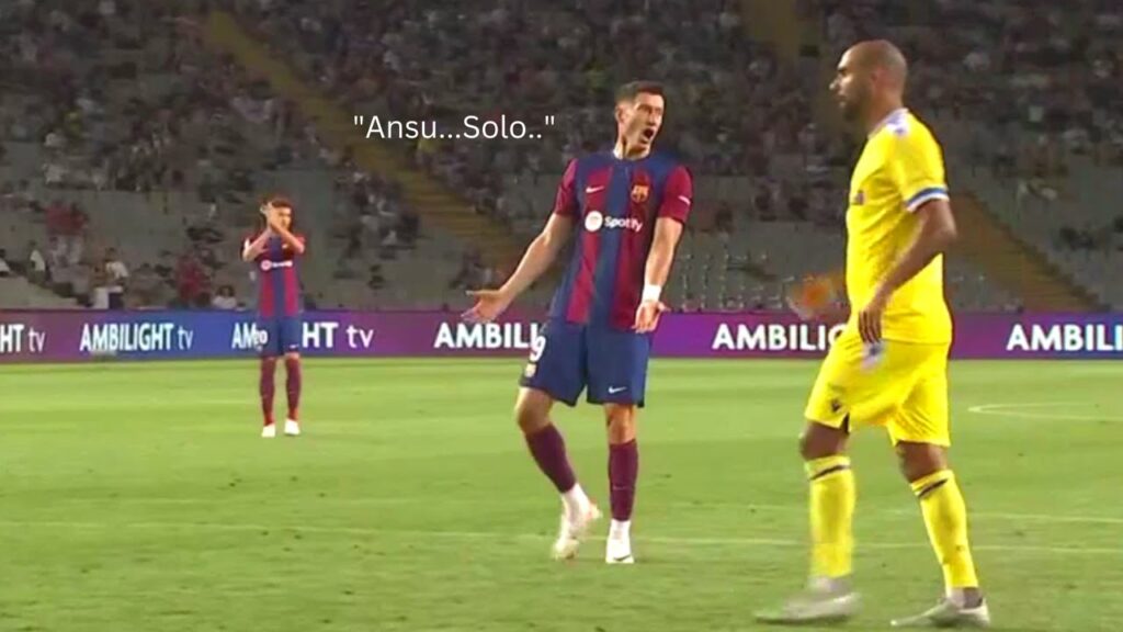 Lewandowski sin gol...muy enfadado con Ansu fati