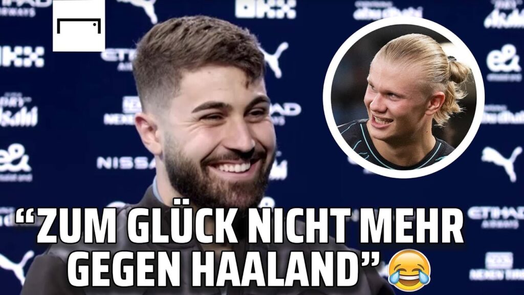 Joško Gvardiol scherzt bei ersten City-Interview über Erling Haaland 😁 | Premier League