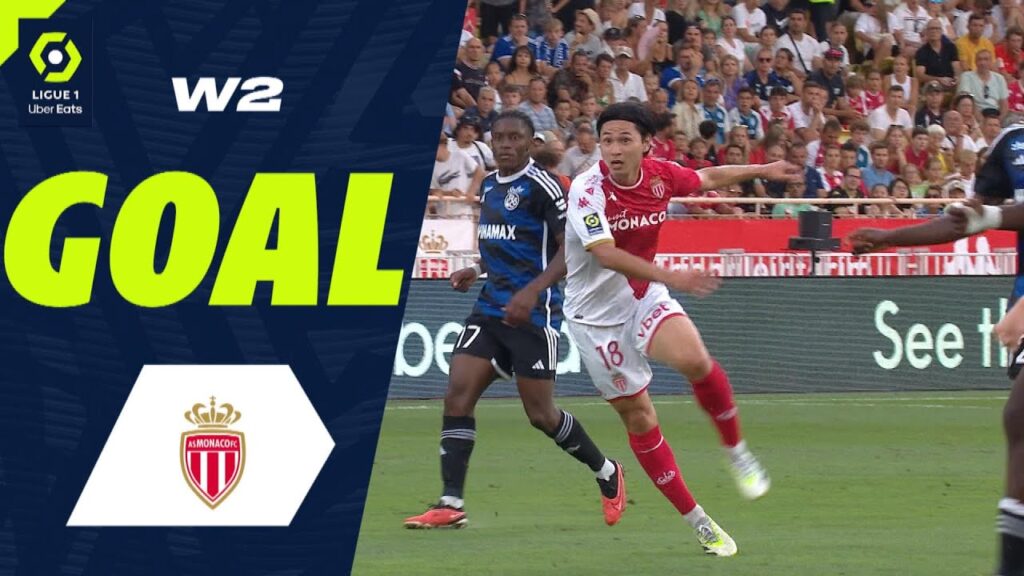 Goal Takumi MINAMINO (20' - ASM) AS MONACO - RC STRASBOURG ALSACE (3-0) 23/24