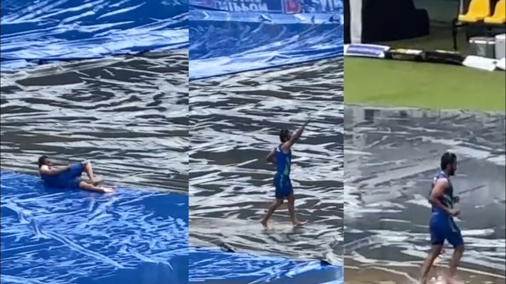 Hassan Ali is having some fun while it’s pouring down in Colombo - What a character he is❤️.