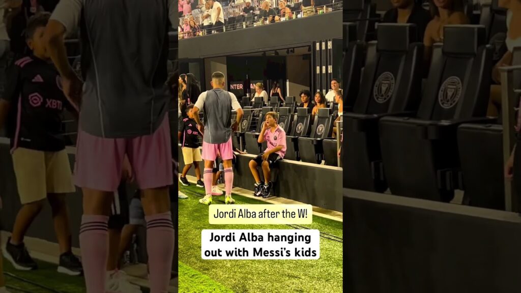 Jordi Alba caught hanging out with Messi’s kids after winning #messi #intermiami #charlottefc