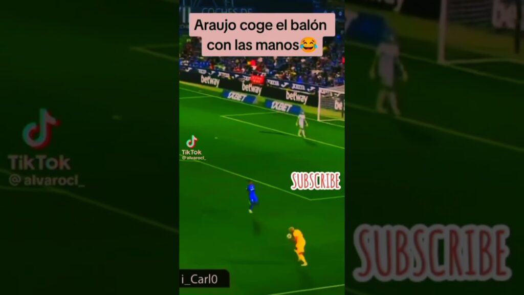 Ronald Araujo hit ball in match of Getafe vs Barcelona #barcelona #getafe #araujo #laliga #shorts