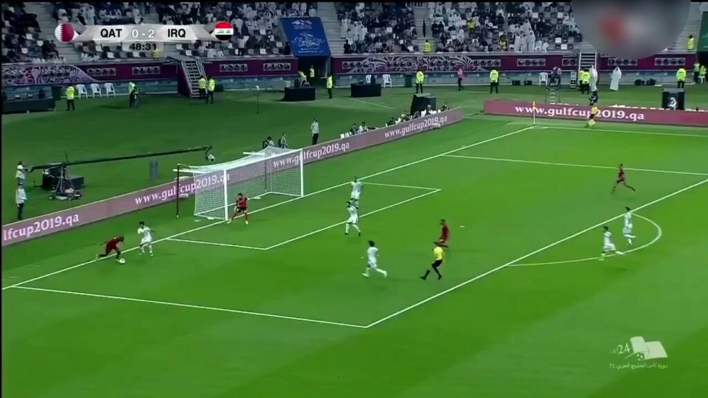 هدف منتخب قطر الاول في مرمى منتخب العراق 2-1 عبدالعزيز حاتم - خليجي24