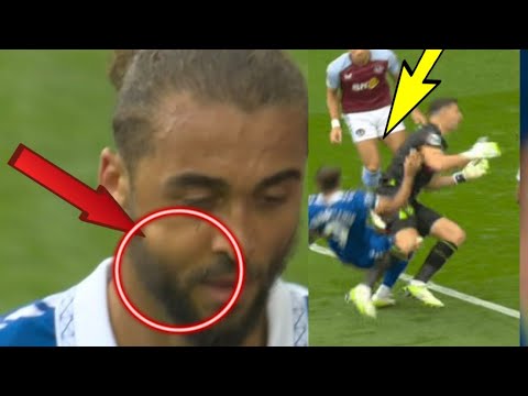 Dominic Calvert-Lewin collided with Emi Martinez #primierleague #football #astonvilla #everton