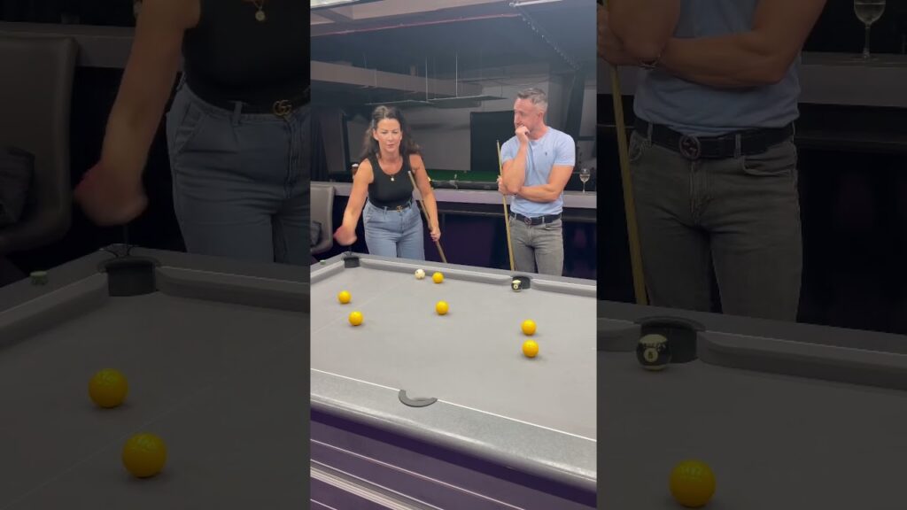When you think you’ve got her snookered 😳. #8ballpool #8ball #billiards #tricks #women #skills
