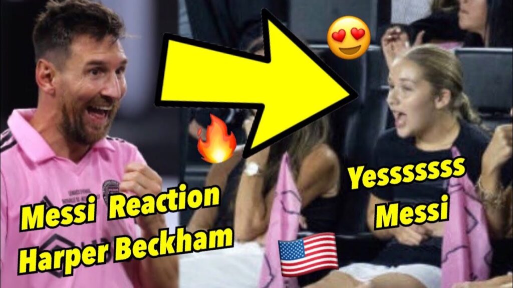 Lionel Messi Reaction to Harper Beckham in The Stands With David and Antonella