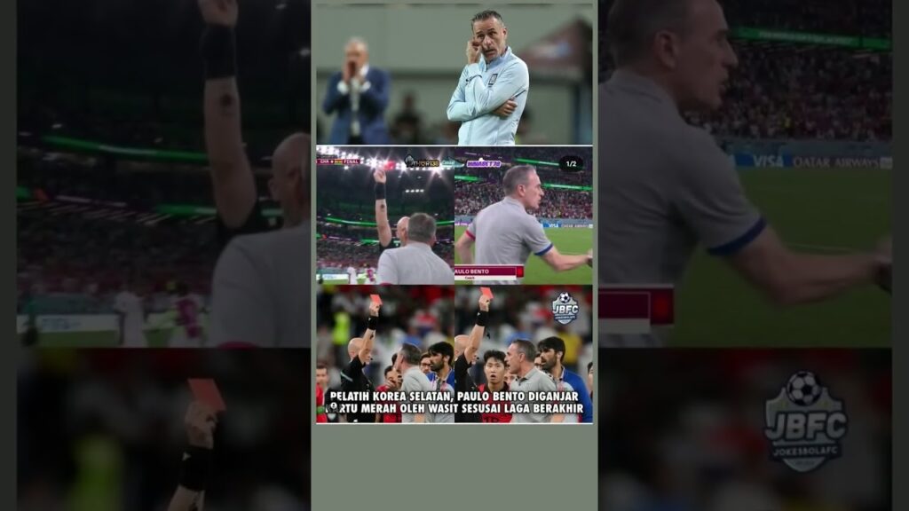 pelatih Korea Selatan, Paulo Bento diganjar kartu merah seusai laga berakhir #shorts #football