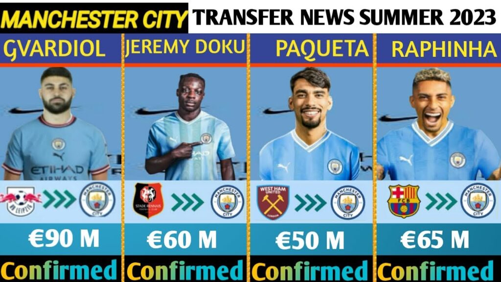 MANCHESTER CITY LATEST CONFIRMED AND RUMOURS TRANSFER NEWS SUMMER 2023.DEAL DONE~JEREMY DOKU,PAQUETA