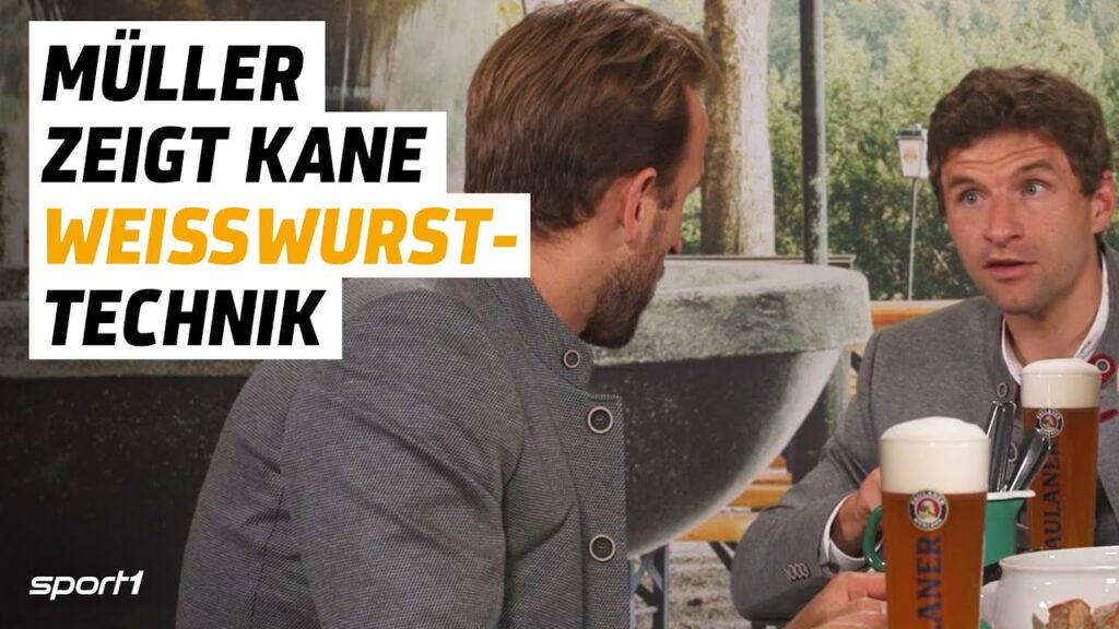 Weißwurst-Professor Thomas Müller lehrt Harry Kane die richtige Technik 😂