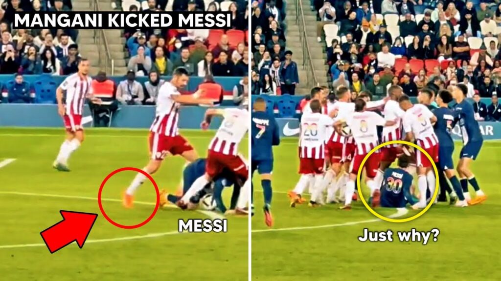😱 Messi gets Kicked by Ajaccio Players as Hakimi sent-off