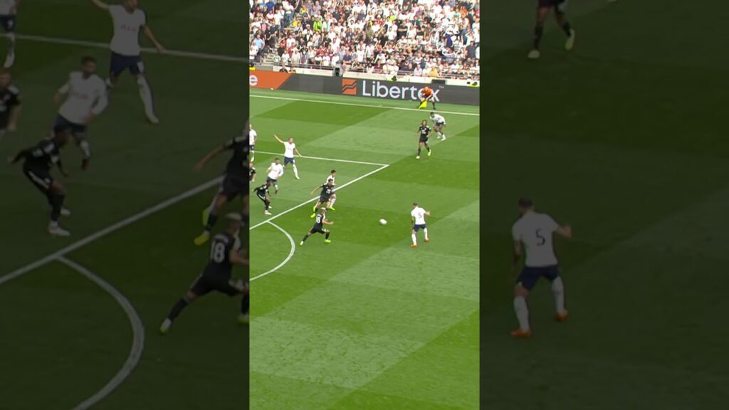 Hojbjerg almost collides with the ref before scoring