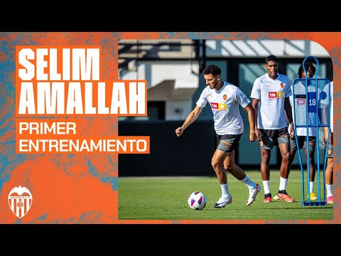PRIMER ENTRENAMIENTO DE SELIM AMALLAH CON EL VALENCIA CF