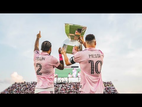 Leo Messi and DeAndre Yedlin show off Inter Miami’s Leagues Cup trophy to the home fans Leo Messi and DeAndre Yedlin show off Inter Miami's Leagues Cup trophy to the home fans