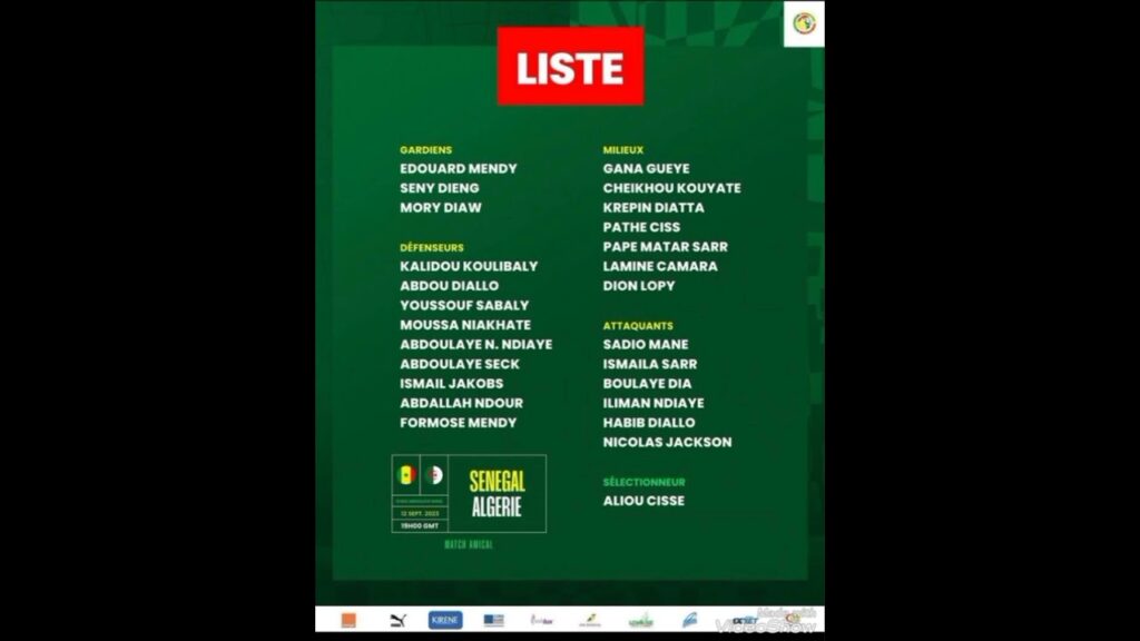 Sénégal: Voici la liste d’Aliou Cissé pour le match contre l’Algérie