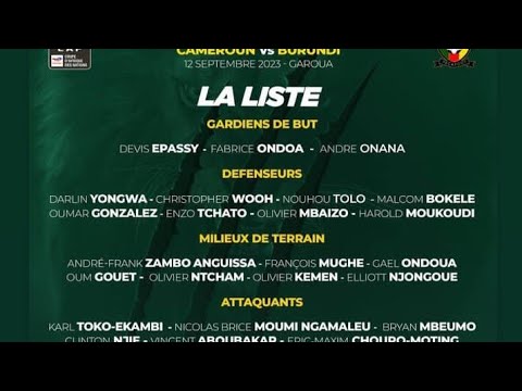 les 24 joueurs sélectionnés par rigobert Song pour éliminatoire CAN 2024 Burundi vs Cameroun
