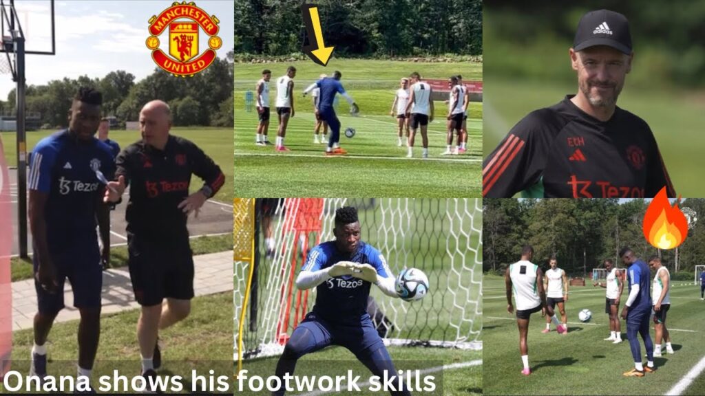 {video} Onana first Man United training 🤯, Onana joins United players to show his footwork skills.